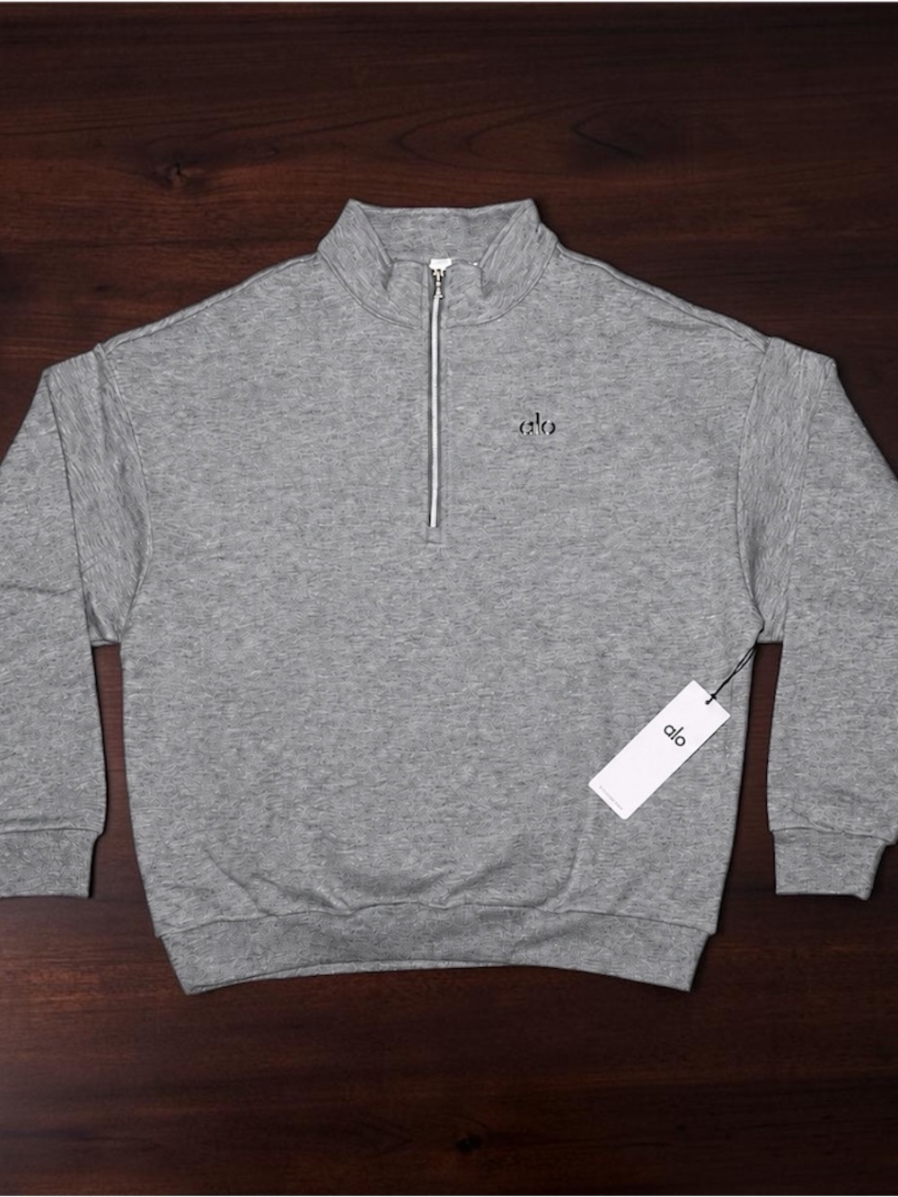ALO Yoga Men's Light Gray Half-Zip Sweater